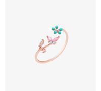 Nabi London Turquoise Blossom Butterfly Ring - 18k rose gold plated / Adjustable