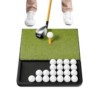NABIYE Golf Practice Mat with Ball Tray, Indoor Outdoor Golf Hitting Mat for Swing & Chipping, Compact Golf Tee Mat for Home Garden Training, Durable Turf Golf Driver Mat