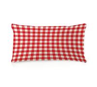 NABRAND Buffalo Check Plaid Red And White Comfortable Lumbar Pillow Cover Rustic Tent Pillow Cushion Case Rectangular Cotton Linen Pillowcases for Home Decor Office Tent Gallery 12x20 Inch