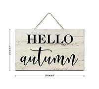 NABRAND Hello Autumn Artwork Decoration Signs Funny Wooden Sign Retro Wall Art Wood Plaque Sign Home Decor for Laundry Pantry 6x10 Inch