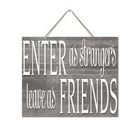 NABRAND Personalized Wood Pallet Sign Room Decor Enter As Strangers, Leave As Friends Country Wall Art Wood Plaque Sign with Sayings Home Table Sign for Bar Front Porch 10x12 Inch