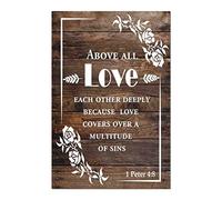 NABRAND Rectangle hanging wood sign Above All Love Each Other Deeply 8x12 In Wooden Decorative Home Signs Wood Plaque Ornament Home Decor