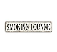 NABRAND Smoking Lounge Sign Rust-Style Solid Color Garden Decor Rust-Free Metal Plaque Sign Ready to Hang For Office Bedroom Bathroom Retirement Gifts Rectangle 10x45cm