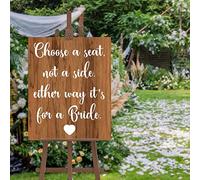 NABRAND Wedding Welcome Sign Choose A Seat Not A Side Either Way It's for A Bride Same Sex Wedding Ceremony Sign LGBT Bride Lesbian Wedding Decor Wedding Sayings Quotes Seating Sign 16x20