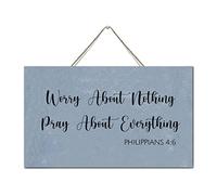 NABRAND Worry About Nothing Pray About Everything Wooden Signs Hanging Bedroom Home Decor Wood Plaque Antique Wood Wall Sign with Sayings for Bedroom Dinning Room 6x10 Inch
