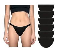 Nabtos 6 Pack Women's Cotton Panties Striped Bikini_string_black, Large