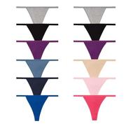 Nabtos Womens Underwear Cotton String Thongs Panties (Pack of 6)