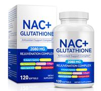 NAC + Glutathione 2080mg Complex - 120 Softgels | Antioxidant Support | 8-in-1 rejuvenation blend with NAC, L-Glutamine, ALA, DMAE & CoQ10. Vitamin C contributes to normal immune function.