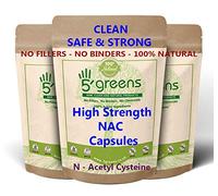 NAC N-Acetyl-Cysteine 1600mg High Strength Per Serving - 120 Vegan Friendly Capsules- 100% Natural, No Fillers or Binders - Made in The UK by 5greens