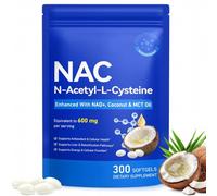 NAC Supplement 600mg with NAD+ & MCT Oil - 300 Softgels (100 Day Supply)-N-Acetyl L-Cysteine for Glutathione Support, Liver Health & Cellular Energy - Antioxidant Softgels for Daily Wellness