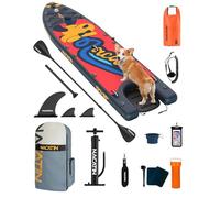 NACATIN 12'/366cm Inflatable Paddle Board with Dog Ramp, Extra Large 36"/91cm Wide SUP Board for Dogs & Family, with Non-Slip Deck, Single/Double Paddle, Pump, Backpack, Carry Strap