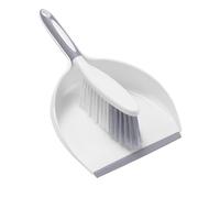 NACENA Dust Pan and Brush Set, Large Hand Broom and Dustpan Set Large Brush and Dustpan Set for Camping Broom and Dustpan Combo for Daily Cleaning Pet Hair Office Home Car, White & Gray