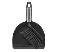 NACENA Mini Broom and Dustpan Set, Small Dust Pan and Brush Set with Handle Dustpan Teeth for Cleaning Hair Suitable for Office Desks Drawers Sofas Outdoor Camping, Black