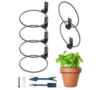NACETURE 6 Inch Foldable Flower Pot Holder Ring for Wall Mount - Heavy Duty Round Metal Planter Hooks Hangers - Fence Pot Plant Holders Hanging Bracket for Outdoor Indoor