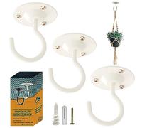 NACETURE Ceiling Hooks for Hanging Plants 3 Pack - Plant Hanger Indoor Hanging Hooks Metal Plant Bracket Iron Lanterns Hangers for Wind Chimes, Planters - Pack of 3 (White 3 Pack)
