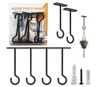 NACETURE Ceiling Hooks for Hanging Plants - Square Wall Mount Plant Hanger Indoor Hanging Hooks Metal Plant Bracket Iron Lanterns Hangers for Wind Chimes, Planters (Black, 5 Inch 6 Pack)