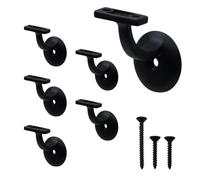NACETURE Circle Handrail Brackets for Stairs - 6 Pack Heavy-Duty 3-Inch Black Handrail Brackets for Stairs, Indoor/Outdoor Banister Support
