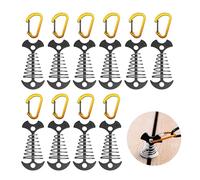 NACETURE Deck Anchors Pegs With Carabiners - Tie Down Anchor Rope Tensioner | Rope Tent Tie Down Stakes Clips, Canopy Tent Anchors Outdoor camping tent accessories 10 Pack (Black)