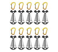NACETURE Deck Anchors Pegs With Carabiners - Tie Down Anchor Rope Tensioner | Rope Tent Tie Down Stakes Clips, Canopy Tent Anchors Outdoor camping tent accessories 10 Pack (Black)