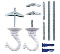 NACETURE E Style Ceiling Hooks for Hanging Plants- Vintage Style Ceiling Plant Hanger Hooks Outdoor or Indoor- Sturdy Plant Hooks for Hanging Lights, Flower Baskets and More (White 2 Pack)