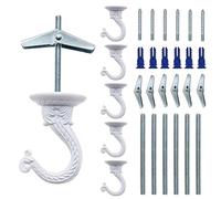 NACETURE E Style Ceiling Hooks for Hanging Plants- Vintage Style Ceiling Plant Hanger Hooks Outdoor or Indoor- Sturdy Plant Hooks for Hanging Lights, Flower Baskets and More (White 6 Pack)