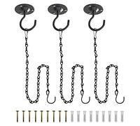 NACETURE Hanging Planters Ceiling Hooks with Hanging Chain Hook 3 Pack - Wall Hook Metal Plant Bracket Iron Lanterns Hangers for Wind Chimes, Planters