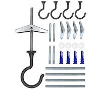 NACETURE Large Swag Hooks Plant Hooks for Ceiling Hooks for Hanging Plants - Ceiling Hangers Heavy Duty for Hanging Light - Chandelier Hook Ceiling Installation for Cavity Wall Fixing (Black 4 Pack)