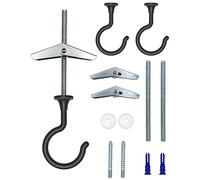 NACETURE Large Swag Hooks Plant Hooks for Ceiling Hooks for Hanging Plants - Ceiling Hangers Heavy Duty for Hanging Light - Chandelier Hook Ceiling Installation for Cavity Wall Fixing (Black 2 Pack)