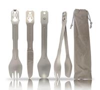 NACETURE Travel Silverware Set, Travel Fork Spoon Knife Set, Portable Utensils, 4-in-1 Spoon Fork Converts to Tongs, Camping Utensils Set with Bag