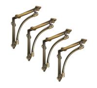 NACH AD-90-064GM Farmhouse Industrial Shelf Brackets - Rustic Shelf Bracket - Cast Iron Wall Brackets for Indoor/Outdoor Use - Meduim 5.5x1.2x5.5 Inch (Antique Gold - 4 Pack)