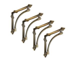 NACH AD-90-064GM Farmhouse Industrial Shelf Brackets - Rustic Shelf Bracket - Cast Iron Wall Brackets for Indoor/Outdoor Use - Meduim 5.5x1.2x5.5 Inch (Antique Gold - 4 Pack)