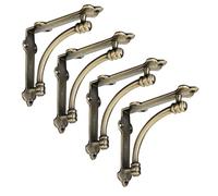 NACH AD-90-064GS Farmhouse Industrial Shelf Brackets - Rustic Floating Shelf Bracket - Cast Iron Wall Brackets for Indoor/Outdoor Use - Small 5.375x1.25x5.375 Inch (Antique Gold - 4 Pack)