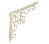 NACH Decorative Shelf Brackets, 1 Pack of 15 x 2 x 15 inch, Antique White Cast Iron Wall Shelf Brackets - Decorative Bookshelf Brackets - Victorian Style Shelf Bracket