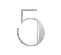 NACH JW-deconumber-5 Brushed Deco 5 Stainless Steel House Number, Silver