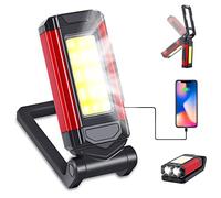 Nachar LED Magnetic Torch, Portable Foldable Flashlight Inspection Lamp Rechargeable Work Light, 360° Rotating Hook and 270° Folding Magnet Base Super Bright Torches for Repair, Emergency and Camping