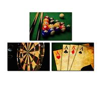 Nachic Wall - Vintage Wall Art for Living Room Retro Poker Darts Billiards Pictures Wall Art Print Leisure Sport Painting for Game Room Man Cave Wall Decoration Ready to Hang