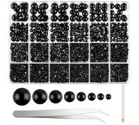 NACHLYNN 12000 Pcs Half Bead 8 Sizes Black Flatback Pearl Beads Flat Back Pearl Half Round Pearls for Crafts Embellishment Shoes Phone Case Making