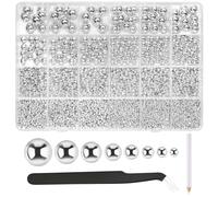 NACHLYNN 12000 Pcs Half Pearl Bead 8 Sizes Sparkling Silver AB Flatback Pearl Beads for Crafts Graduation Cap Embellishment Shoes Phone Case Making