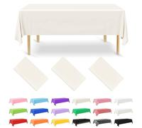 NACHLYNN 3 Pack Disposable Plastic Tablecloths 137 x 274 cm Ivory Rectangle Table Cover for Holiday Party Engagement Weddings Baptism Birthday Decoration