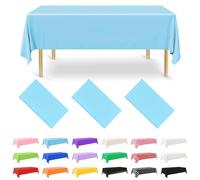 NACHLYNN 3 Pack Disposable Plastic Tablecloths 137 x 274 cm Light Blue Rectangle Table Cover for Holiday Party Engagement Weddings Baptism Birthday Decoration