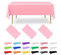 NACHLYNN 3 Pack Disposable Plastic Tablecloths 137 x 274 cm Pink Rectangle Table Cover for Holiday Party Engagement Weddings Baptism Birthday Decoration