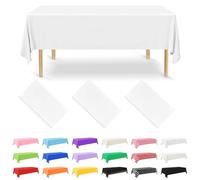 NACHLYNN 3 Pack Disposable Plastic Tablecloths 137 x 274 cm White Rectangle Table Cover for Holiday Party Engagement Weddings Baptism Birthday Decoration