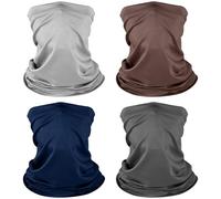 NACHLYNN 4 Pack Multifunctional Headwear Bandana Snoods,Neck Gaiter Nose Warmer Soft and Comfortable Snoods Scarf for Men and Women (Navy,Gray,Brown,Light Gray)