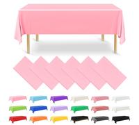 NACHLYNN 6 Pack Disposable Plastic Tablecloths 54 x 108 Inch Pink Rectangle Table Cover for Holiday Party Engagement Weddings Baptism Birthday Decoration
