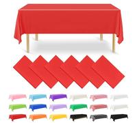 NACHLYNN 6 Pack Disposable Plastic Tablecloths 54 x 108 Inch Red Rectangle Table Cover for Holiday Party Engagement Weddings Baptism Birthday Decoration