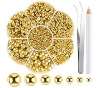 NACHLYNN 6480 Pcs Flat Back Pearl 7 Sizes Gold Flatback Pearl Beads Half Round Pearls for Crafts Embellishment Shoes Clothes Bags DIY Making