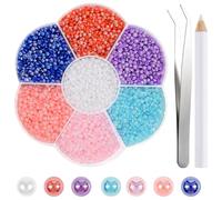 NACHLYNN 6480 Pcs Flat Back Pearl 7 Sizes Mixed Colors AB Half Round Flatback for Crafts Embellishment Shoes Clothes Bags DIY Making
