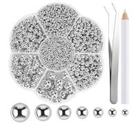NACHLYNN 6480 Pcs Flat Back Pearl 7 Sizes Sparkling Silver AB Half Round Flatback for Crafts Embellishment Shoes Clothes Bags DIY Making
