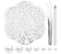 NACHLYNN 6480 Pcs Flat Back Pearl 7 Sizes White Flatback Pearl Beads Half Round Pearls for Crafts Embellishment Shoes Clothes Bags DIY Making