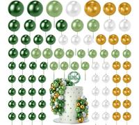 NACHLYNN 80 Pcs Mini Balloon Cake Topper Foam Decorations for Birthday Parties, Weddings, Anniversary (Green White Series)